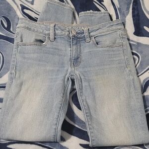 American Eagle Outfitters Blue Skinny Jeans with Distressed Look